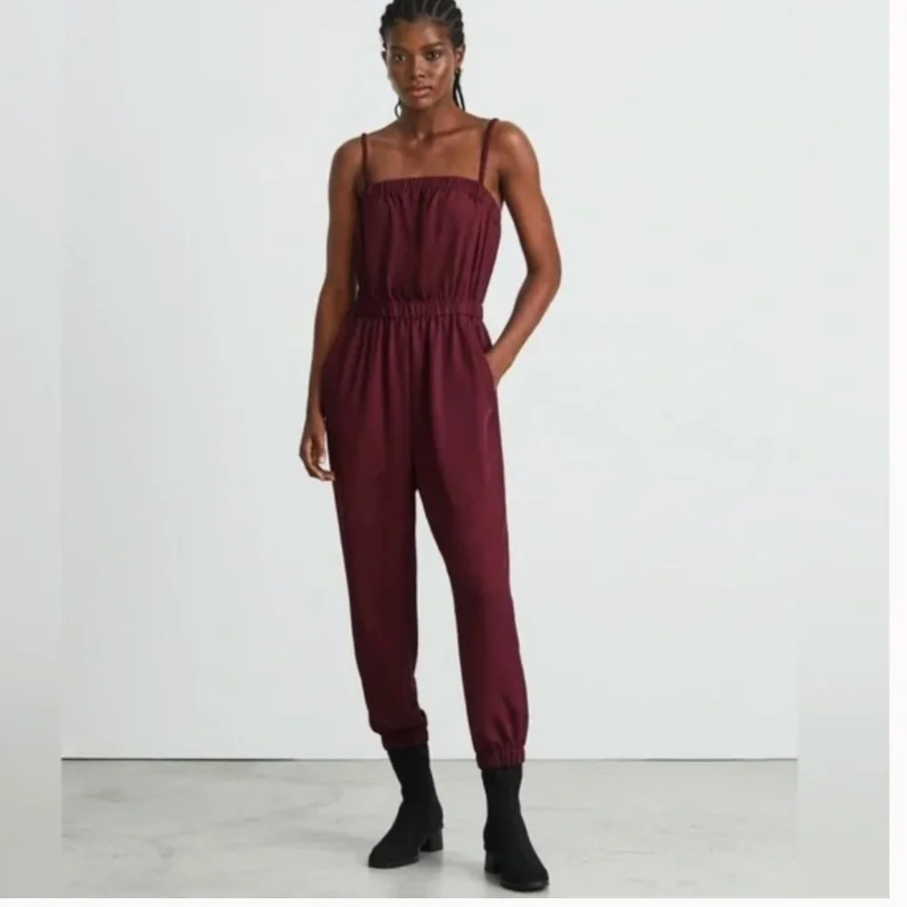 Everlane The Party-Of-One Sleeveless Jumpsuit Oxblood Size XS
